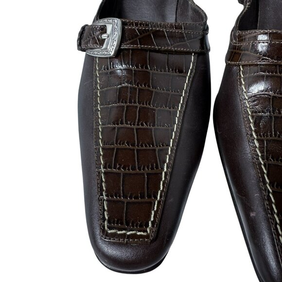 Brighton Brown Leather Heels • Croc-Embossed • Size 10M • EUC - Picture 2 of 9